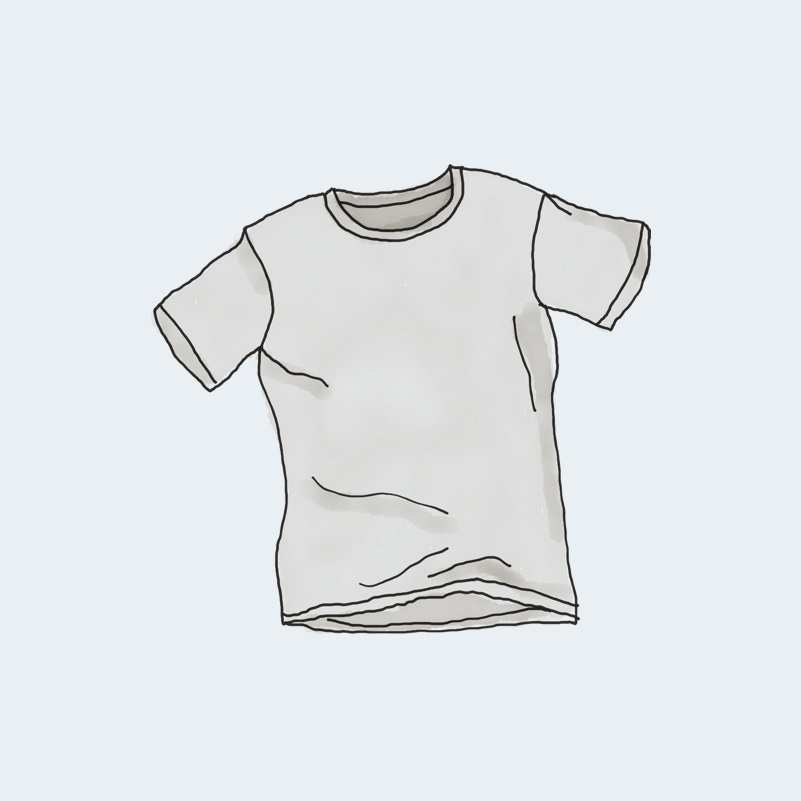 A minimalist, light blue-gray t-shirt with a classic crew neck and relaxed fit.